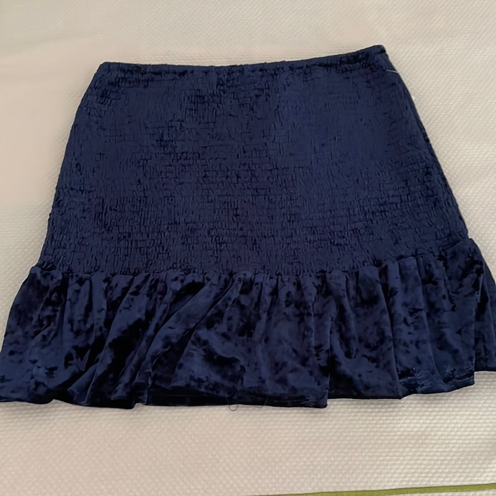 Velvet navy mini flare skirt